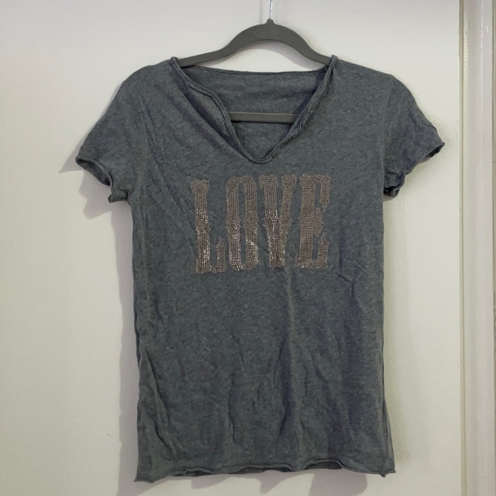 New Zadig & Voltaire tee with beaded “LOVE” of front